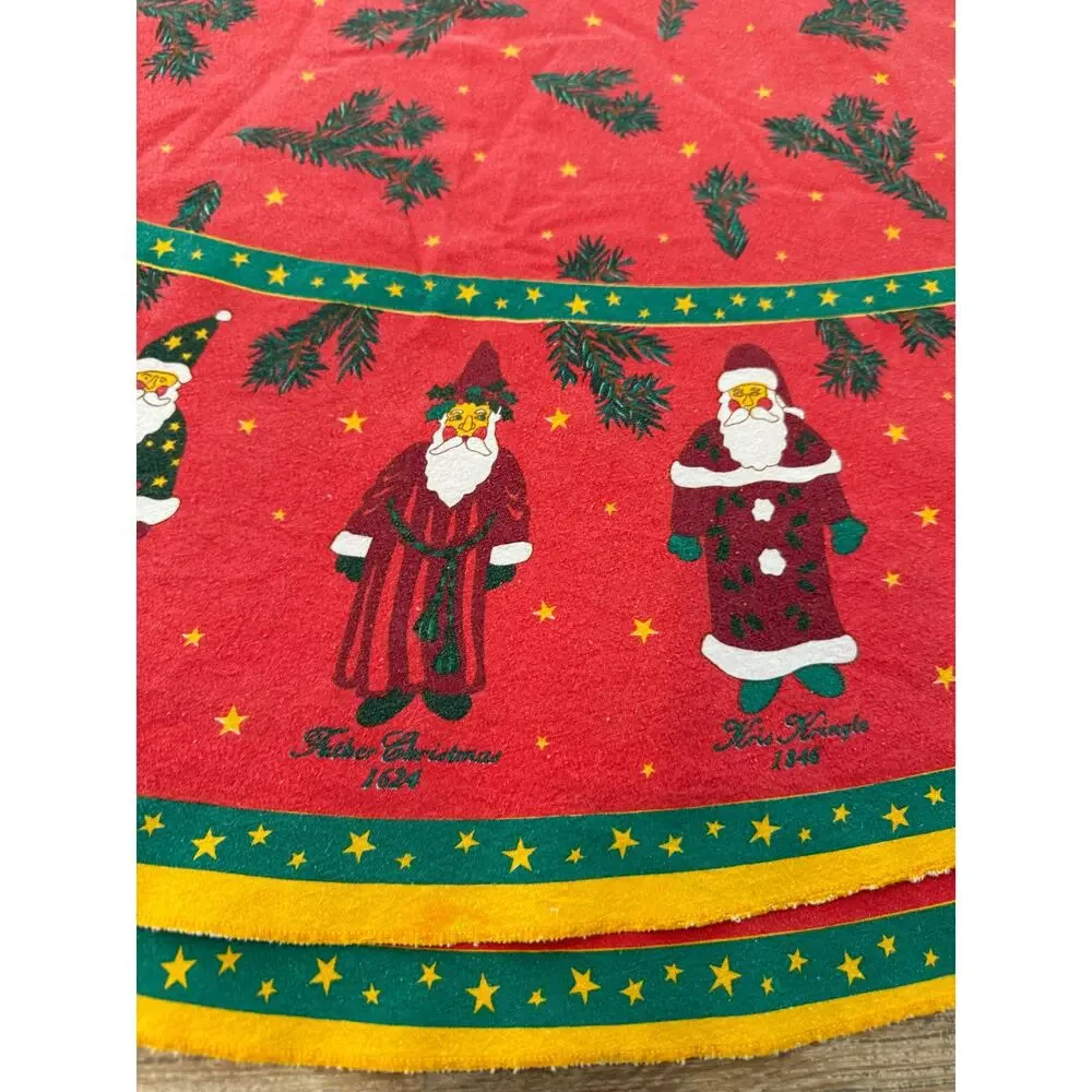 Vintage Father Christmas Santa Claus Round Tablecloth Red